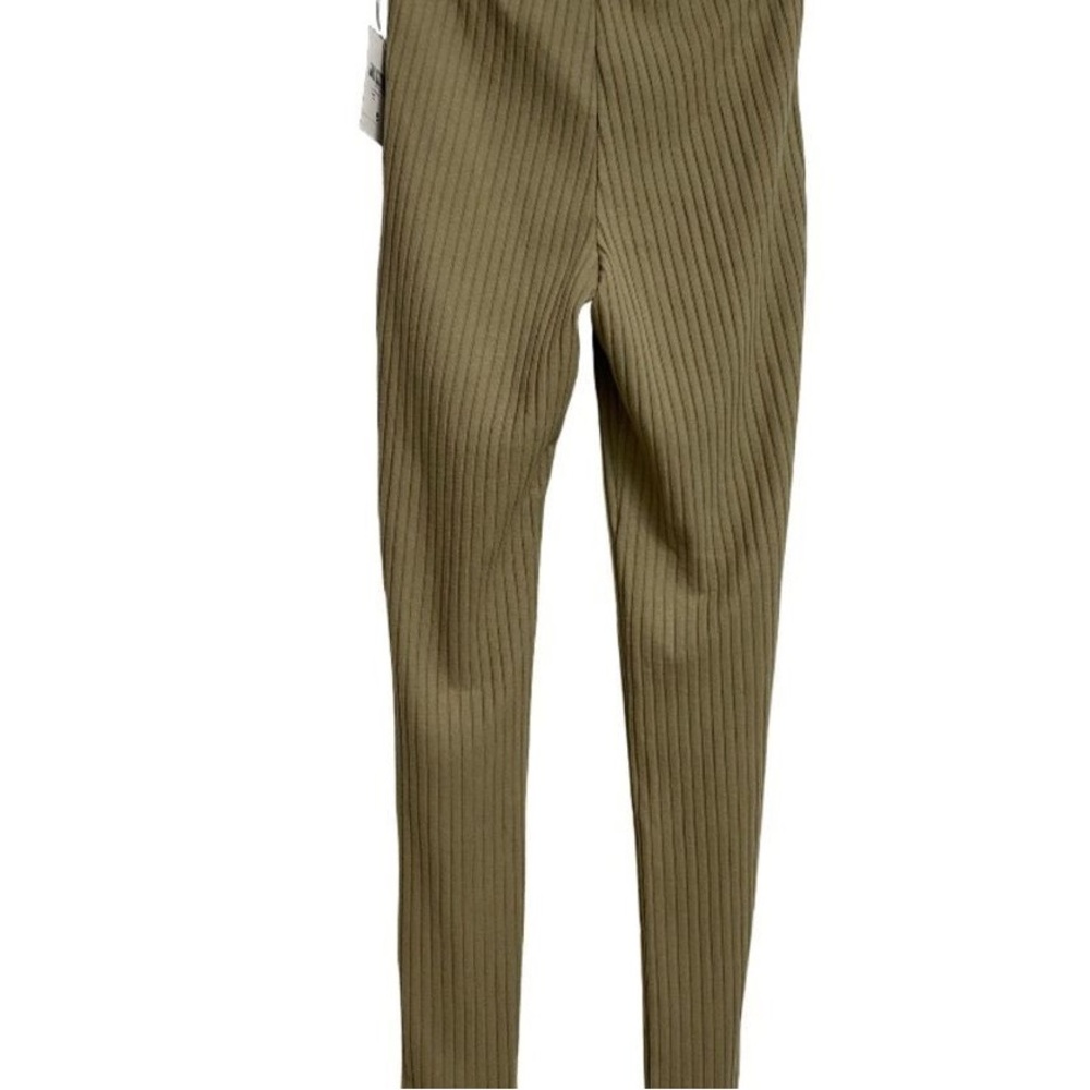 Olive Ribbed Leggings - Picture 2 of 5